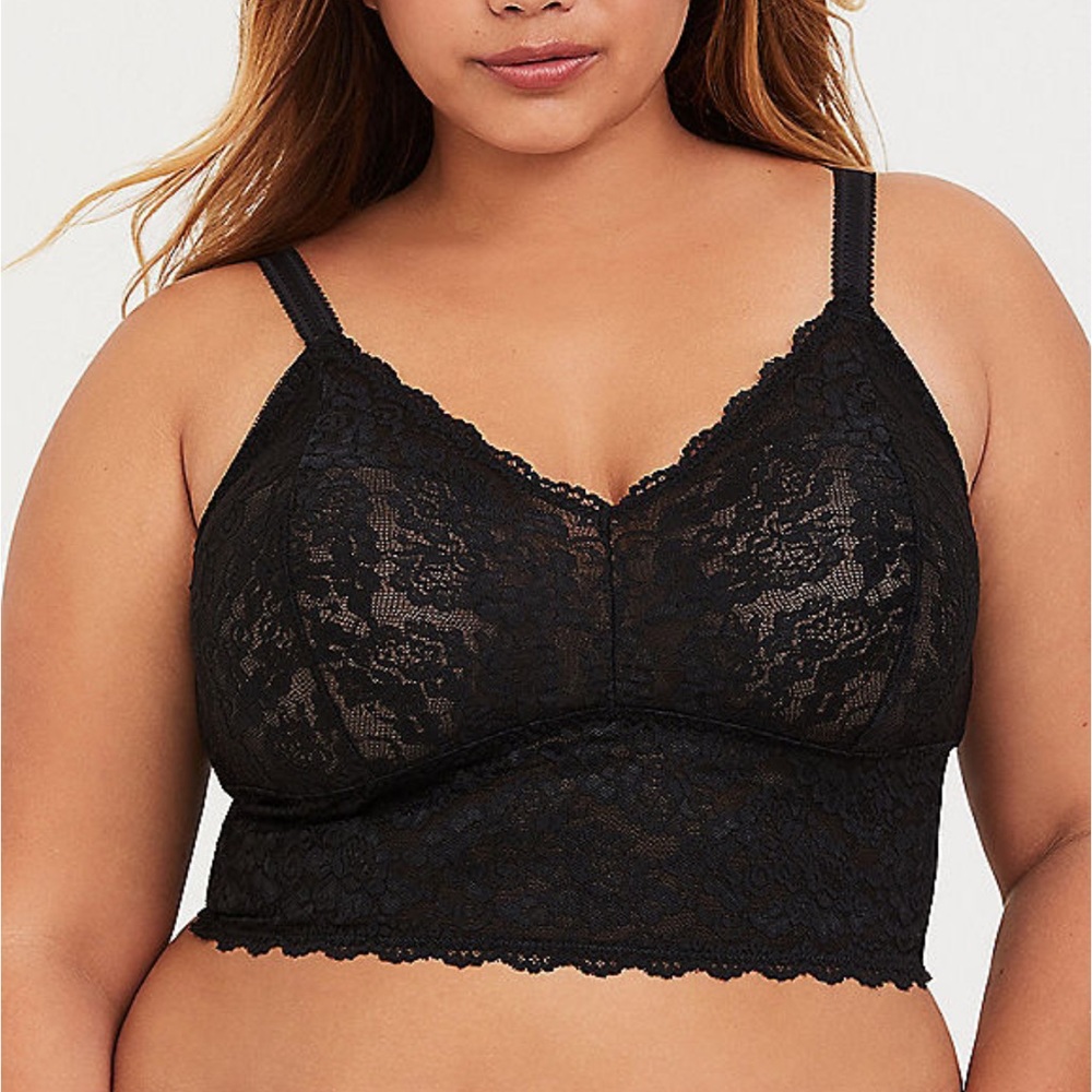 Torrid Lace Bralette, Black and Fuchsia